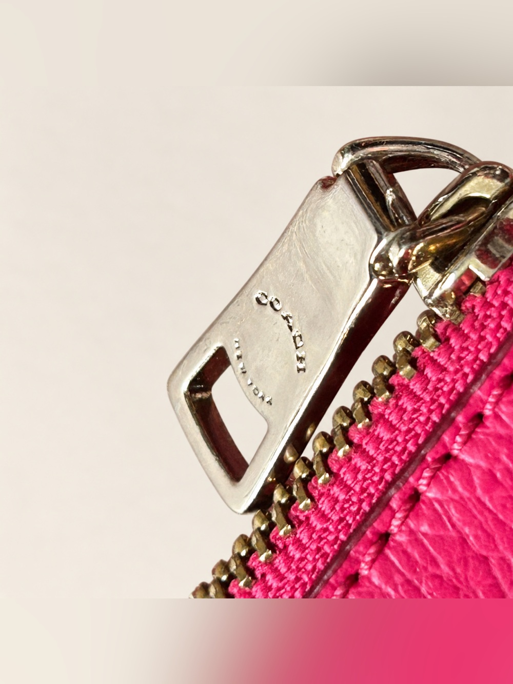 Coach Hot Pink Leather Zip Pouch - Picture 6 of 6